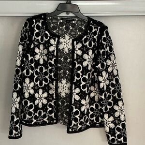 Boston Proper Black and White Floral Jacket